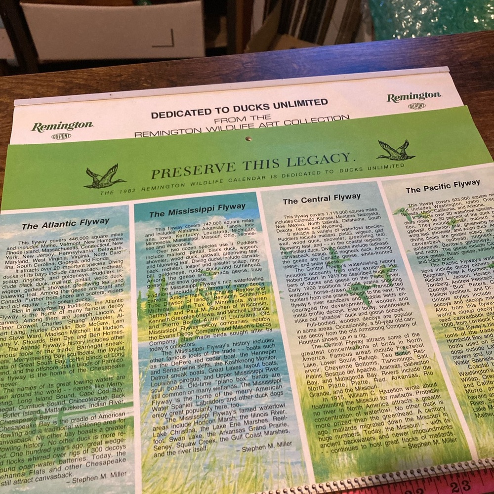 Vintage 1982 Remington Arms calendar